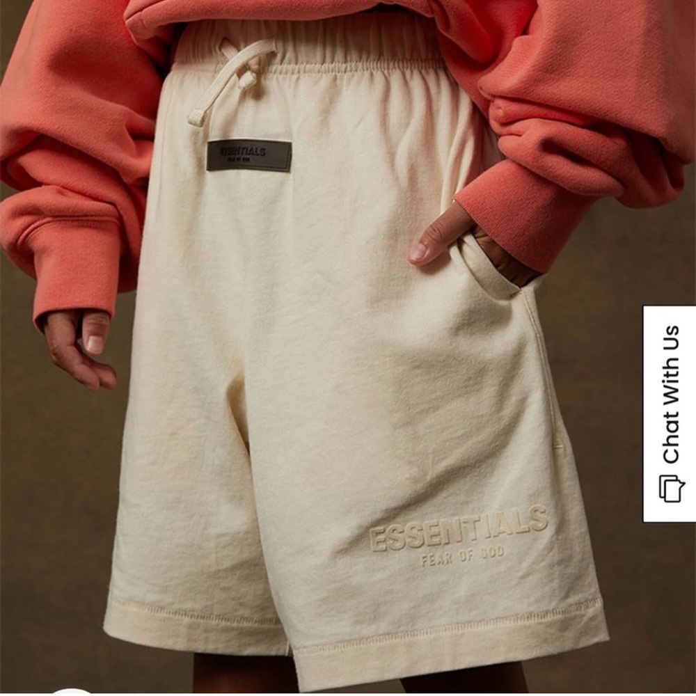 Essentials Fear Of God Kids‎ Egg Shell Shorts Relaxed Fit Cream White Size 6/7